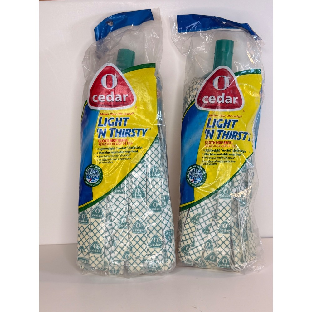 O-Cedar Light N Thirsty Cloth Mop Refill 2 Pack Washable Lint Free White Green